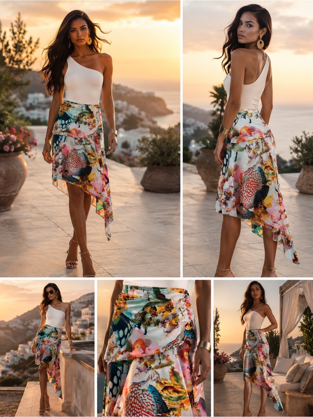 NWT Desigual x M. Christian Lacroix Tropical Asymmetrical Skirt | Resort Boho